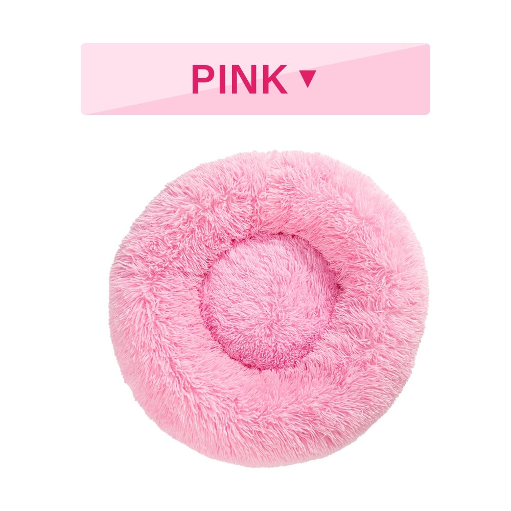 Fluffy Donut Dog Bed – Calming Plush Pet Bed for Small & Large Dogs