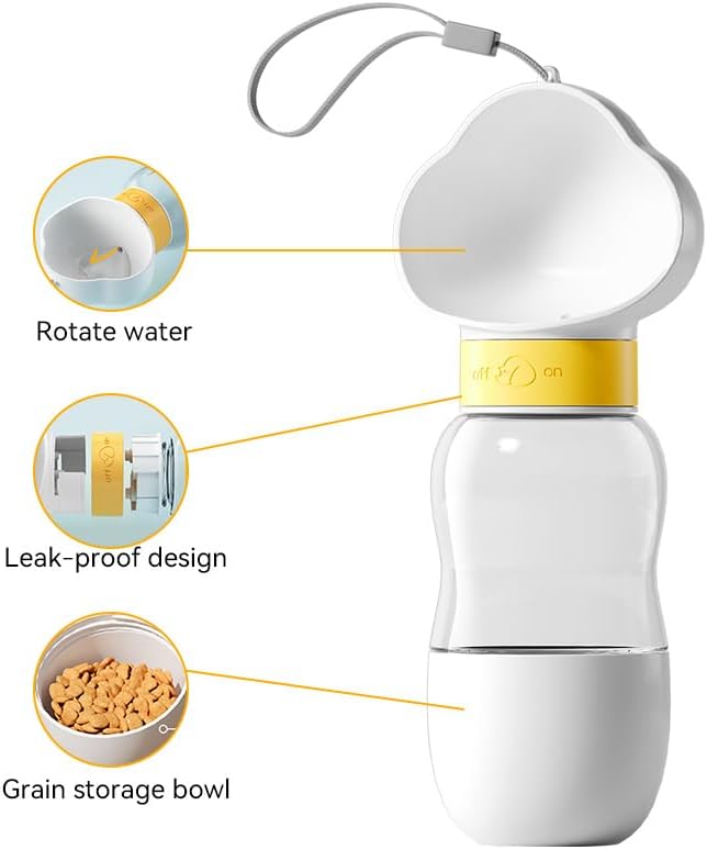 Portable Dog Water Bottle with Food Container – Leak-Proof Travel Bottle