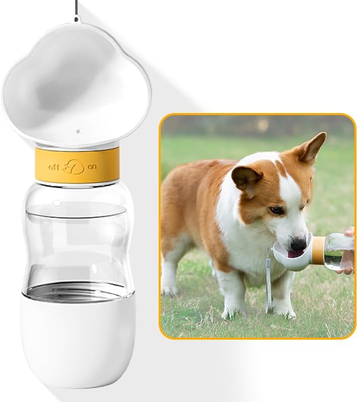 Portable Dog Water Bottle with Food Container – Leak-Proof Travel Bottle