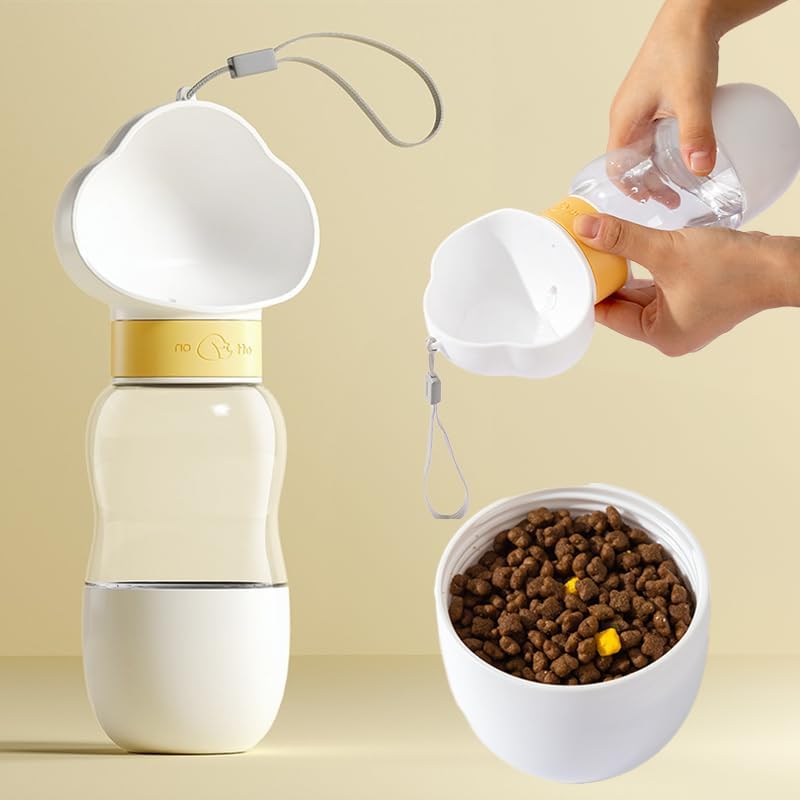 Portable Dog Water Bottle with Food Container – Leak-Proof Travel Bottle