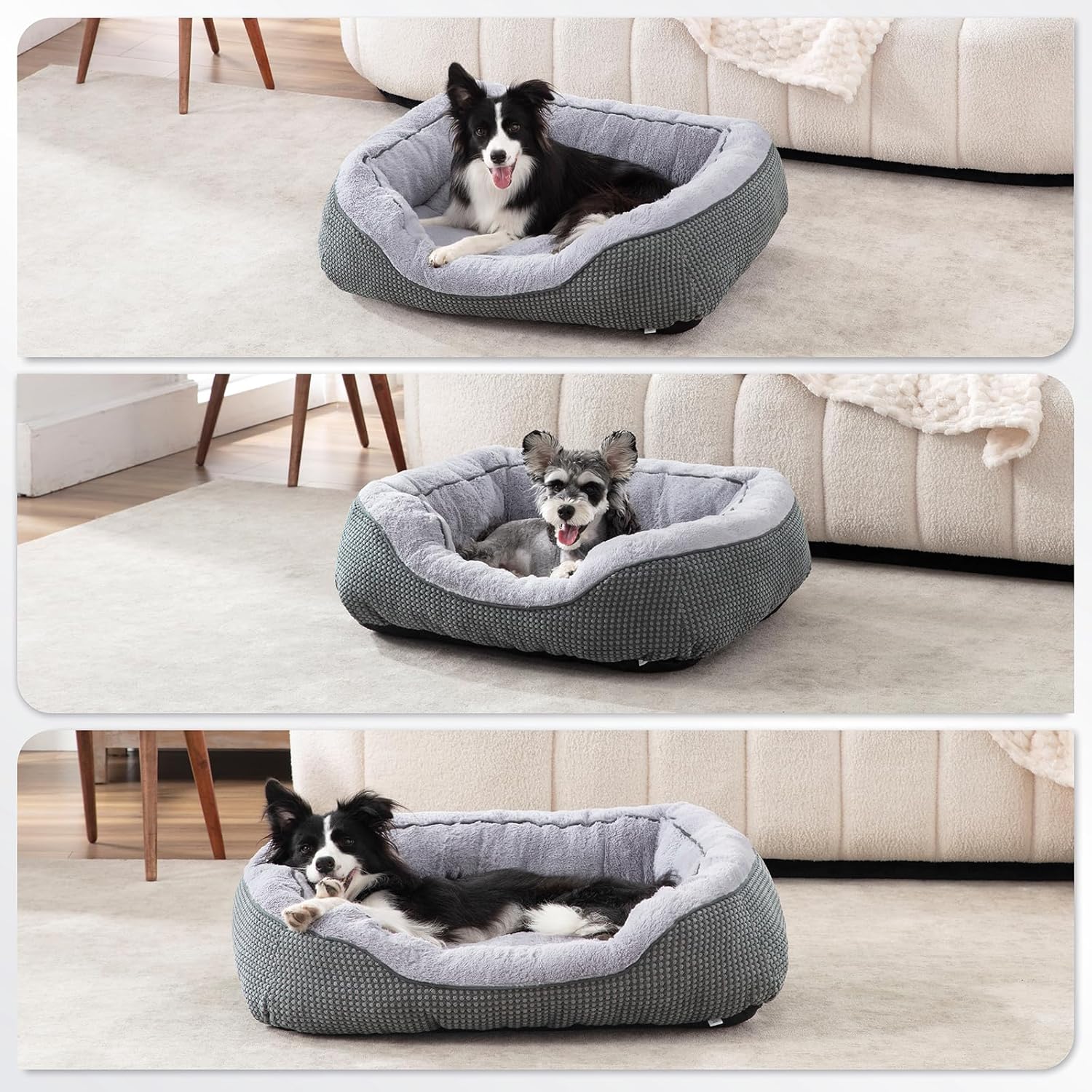Plush Dog Crate Bed – Calming Faux Fur Washable Crate Mat