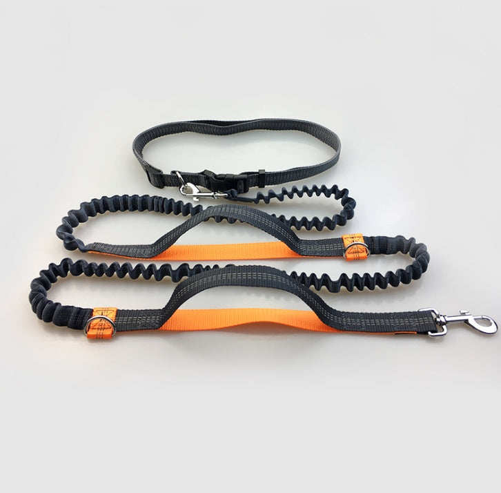 Hands Free Reflective Dog Running Leash – Adjustable Bungee Waist Leash