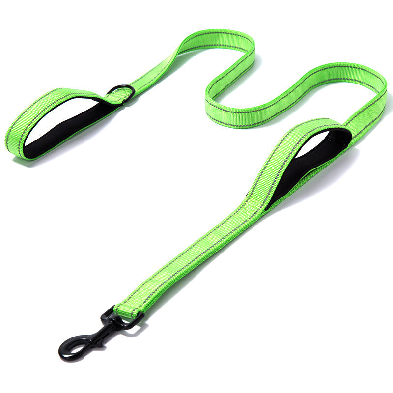 Reflective Nylon Dog Leash – Heavy Duty Double Thick Walking Leash