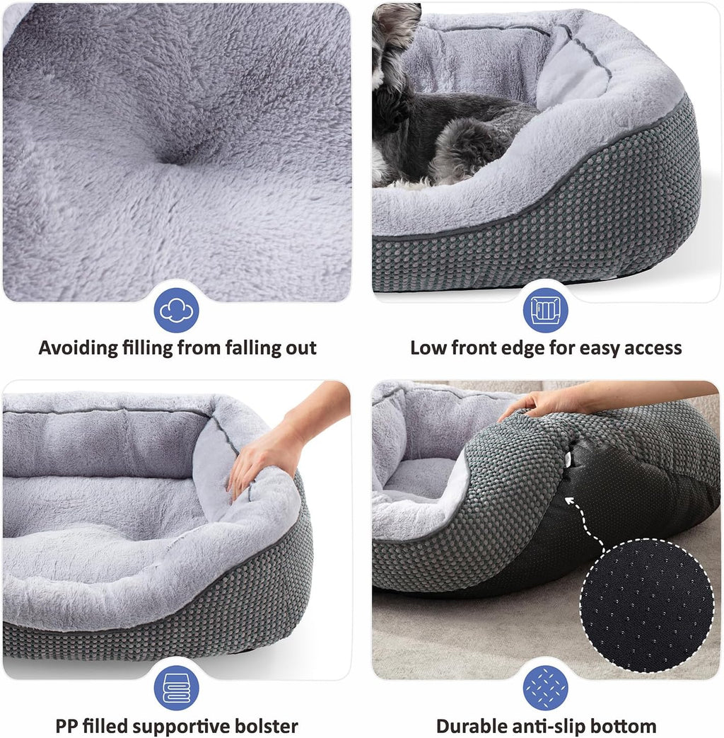Plush Dog Crate Bed – Calming Faux Fur Washable Crate Mat