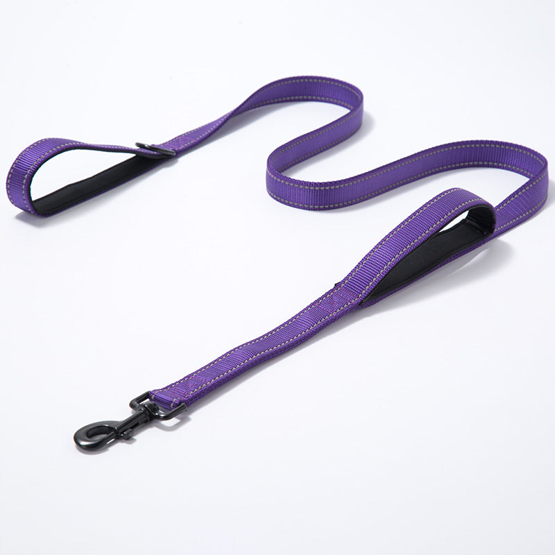 Reflective Nylon Dog Leash – Heavy Duty Double Thick Walking Leash