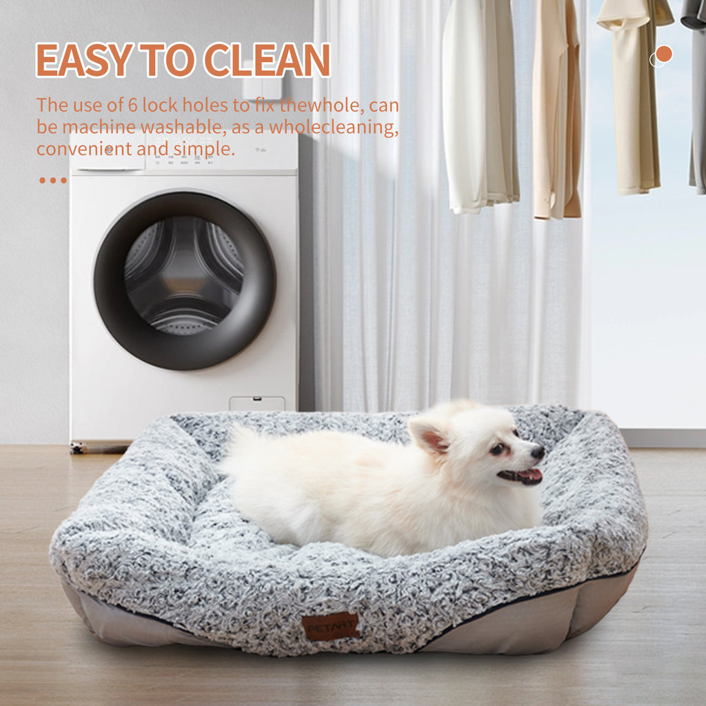 Rose Velvet Calming Dog Bed – Soft Anti-Anxiety Pet Sofa Bed