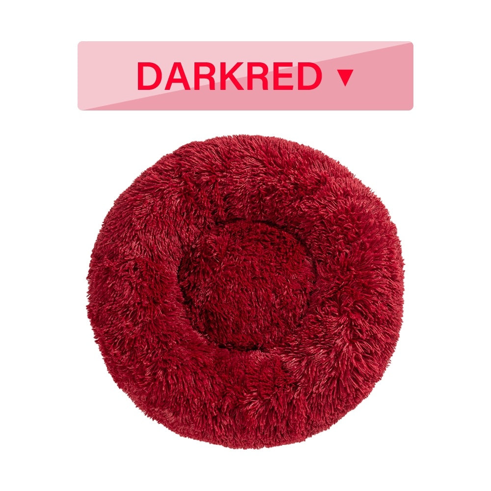 Fluffy Donut Dog Bed – Calming Plush Pet Bed for Small & Large Dogs