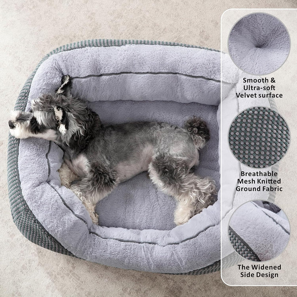 Plush Dog Crate Bed – Calming Faux Fur Washable Crate Mat