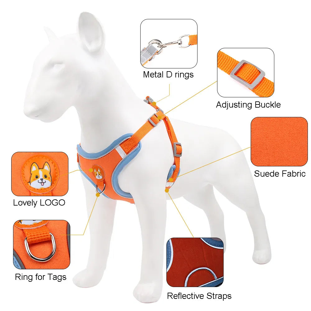 No Pull Dog Harness & Leash Set – Reflective Adjustable Harness
