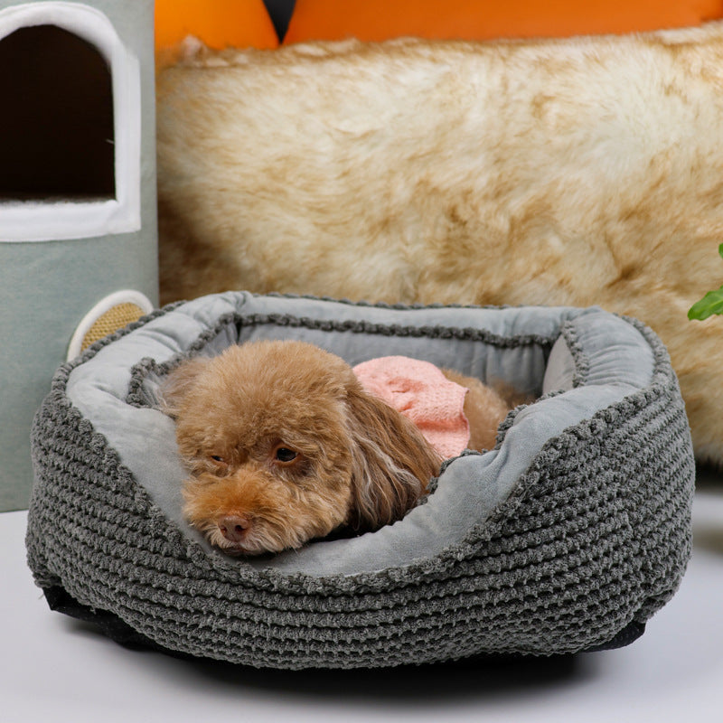 Plush Dog Crate Bed – Calming Faux Fur Washable Crate Mat