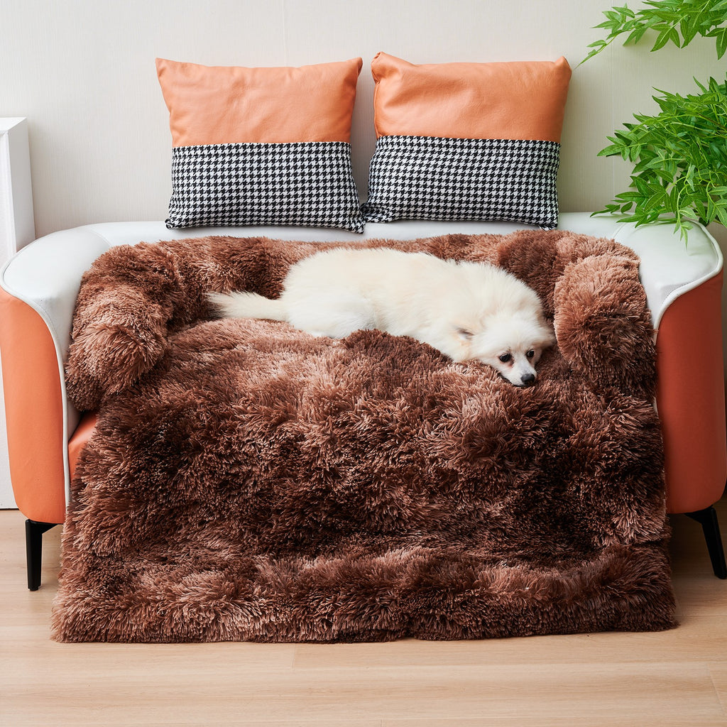 Fluffy Calming Dog Bed Mat – Washable Plush Bed for Medium & Large Dogs