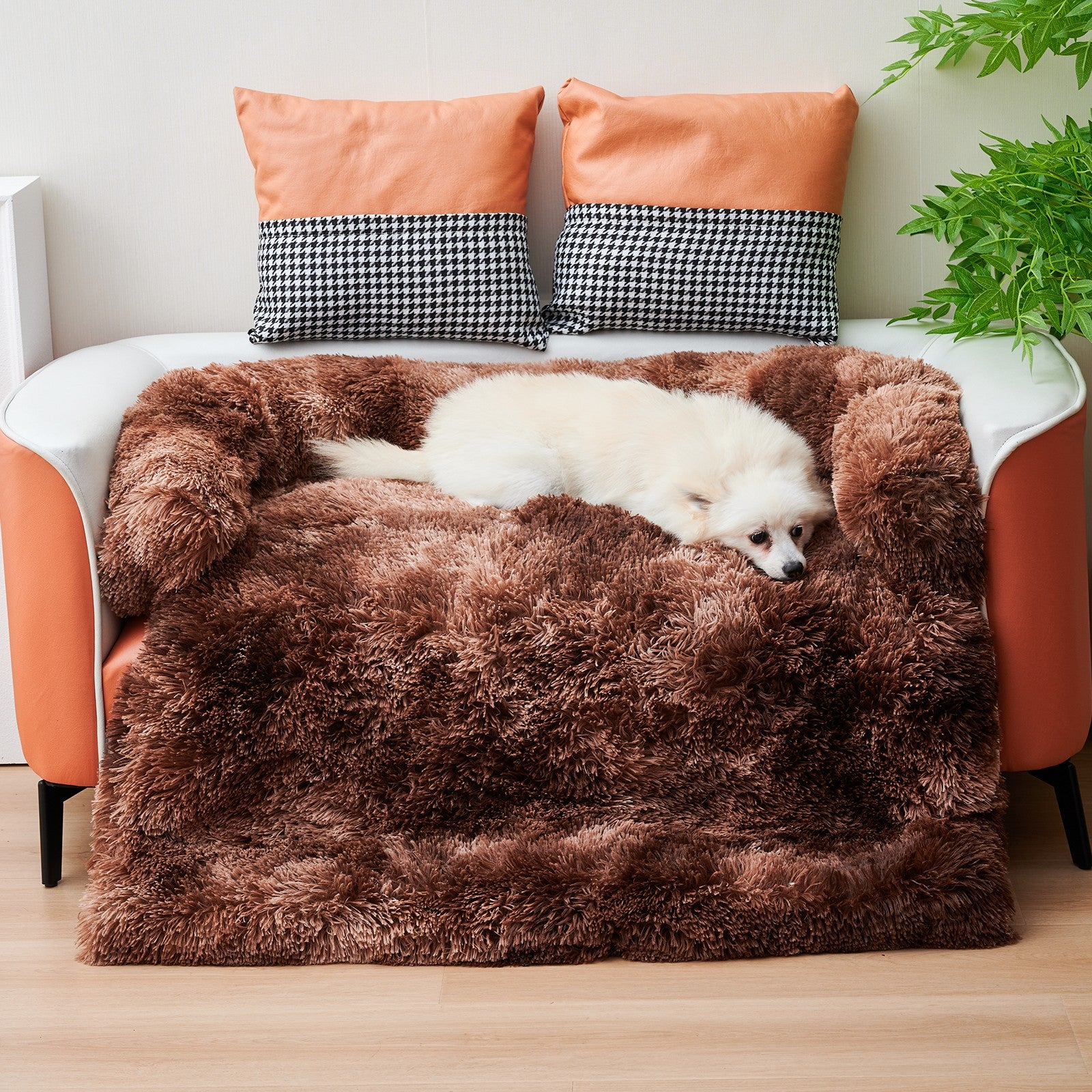 Fluffy Calming Dog Bed Mat – Washable Plush Bed for Medium & Large Dogs