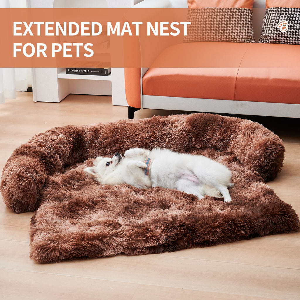 Fluffy Calming Dog Bed Mat – Washable Plush Bed for Medium & Large Dogs