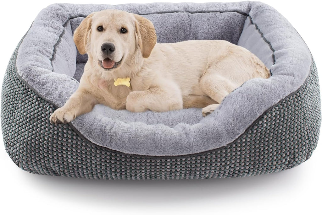 Plush Dog Crate Bed – Calming Faux Fur Washable Crate Mat