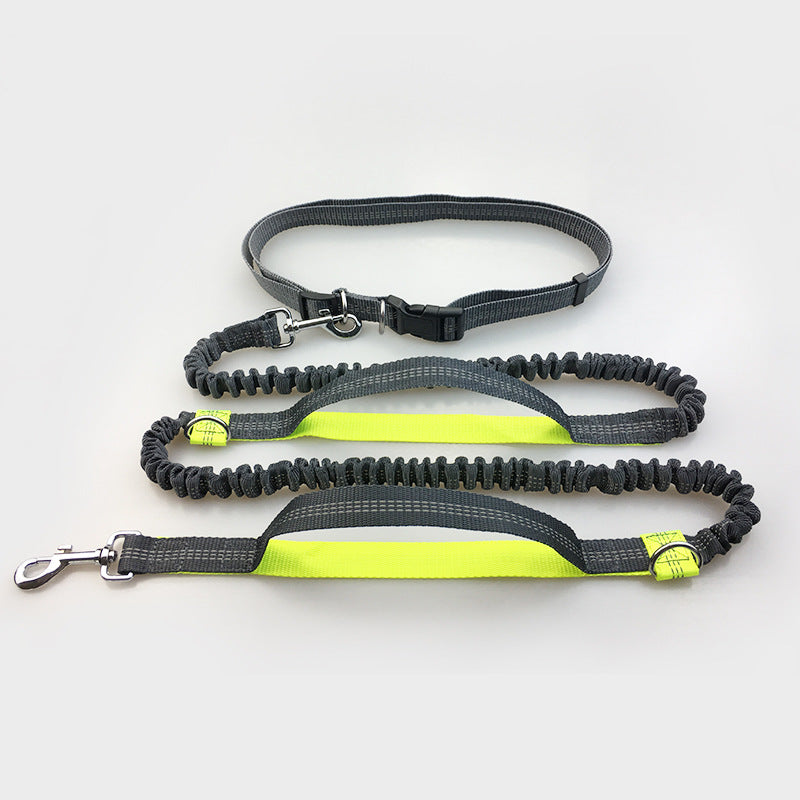 Hands Free Reflective Dog Running Leash – Adjustable Bungee Waist Leash
