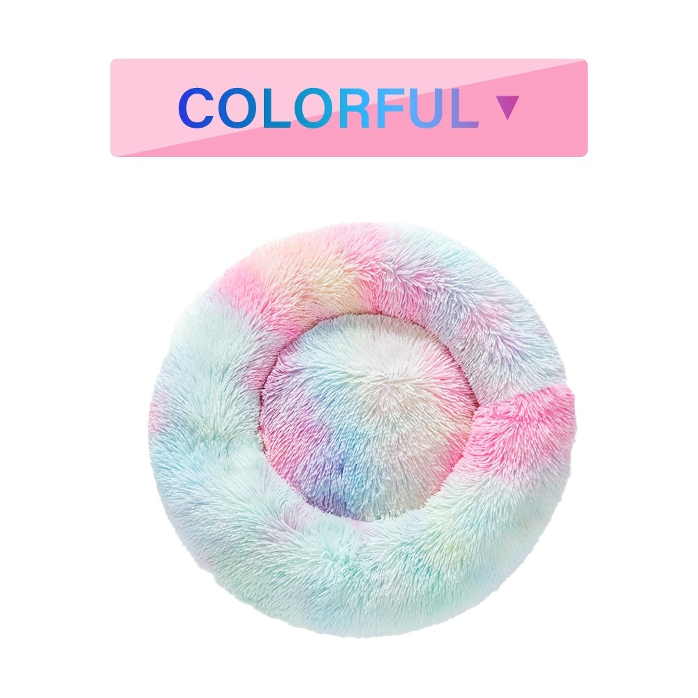 Fluffy Donut Dog Bed – Calming Plush Pet Bed for Small & Large Dogs