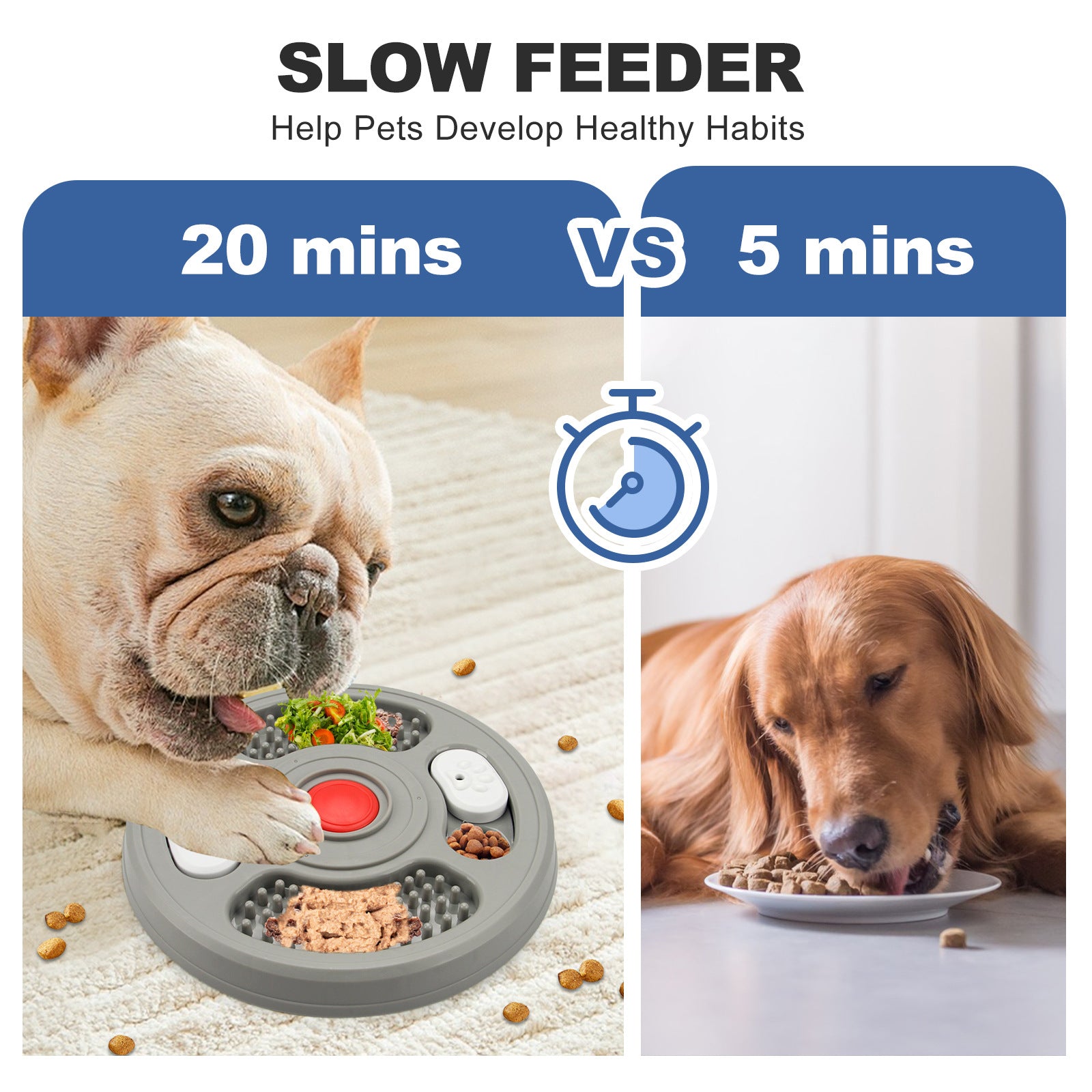 2-in-1 Dog Slow Feeder Bowl & Lick Mat – Anti-Choking Puzzle Feeder