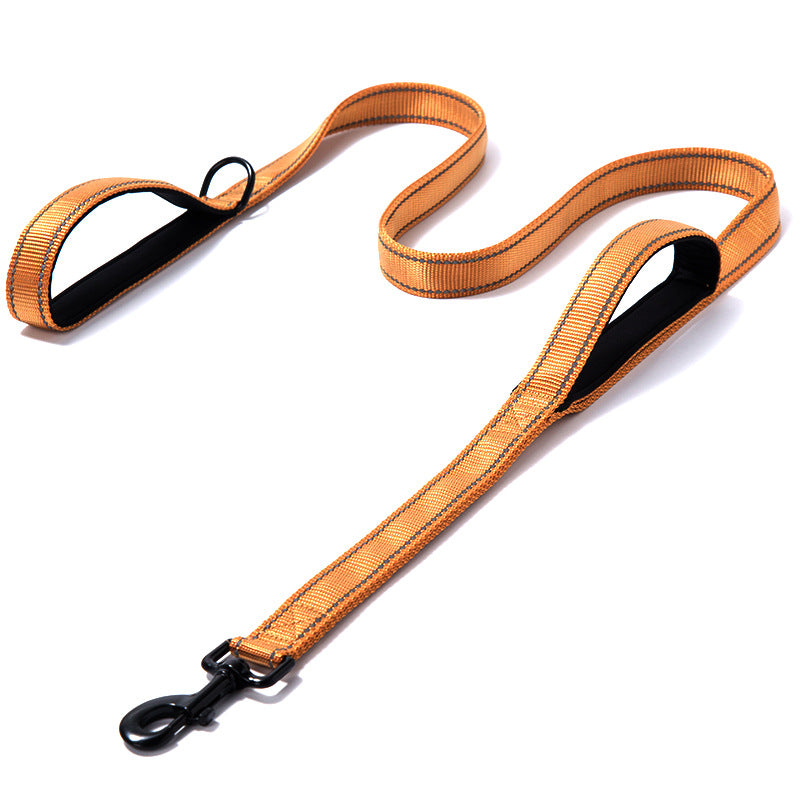 Reflective Nylon Dog Leash – Heavy Duty Double Thick Walking Leash